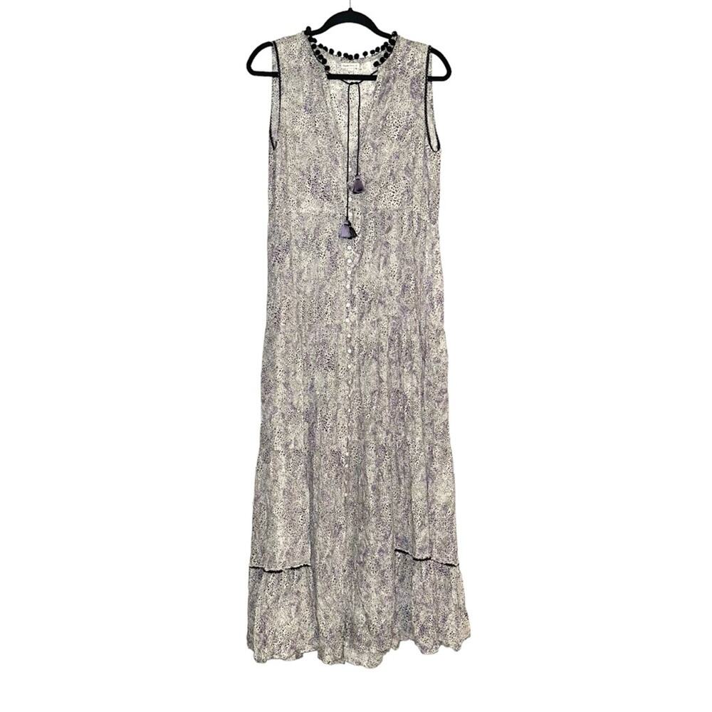 Poupette St Barth Clara Sleeveless Printed Button Front Maxi Dress MEDIUM